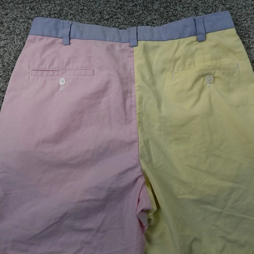 Brooks Brothers Shorts Mens 34 Multicolor Colorblock Flat Front Chino Golf Dad